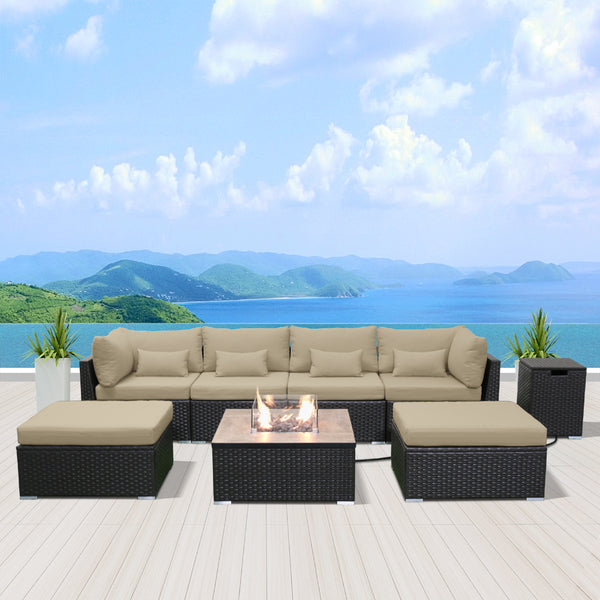 (7C-Fire ) Modern Wicker Patio Furniture Sofa Set - Modenzi LLC