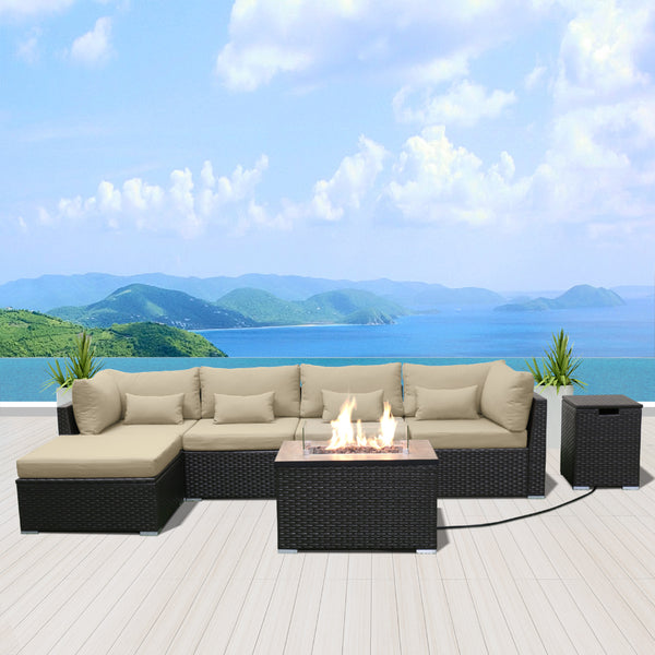 (6H-Fire) Modern Wicker Patio Furniture Sofa Set - Modenzi LLC