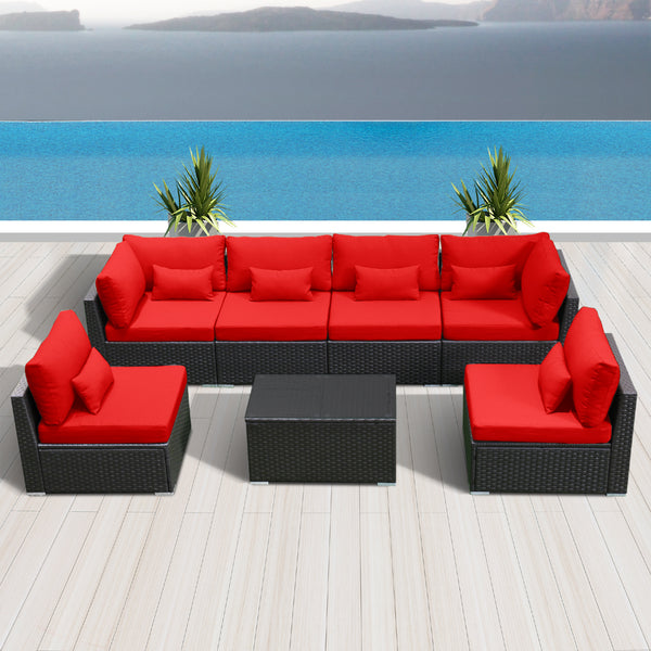 (7G) Modern Wicker Patio Furniture Sofa Set - Modenzi  Wicker Patio Outdoor Sofa Sectional Furniture Set