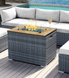Rectangular Fire Pit Table Phoenix Collection Grey Wicker Resin.