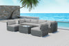 Phoenix 7pcs Outdoor Sectional with Rectangular Coffee Table Grey Wicker