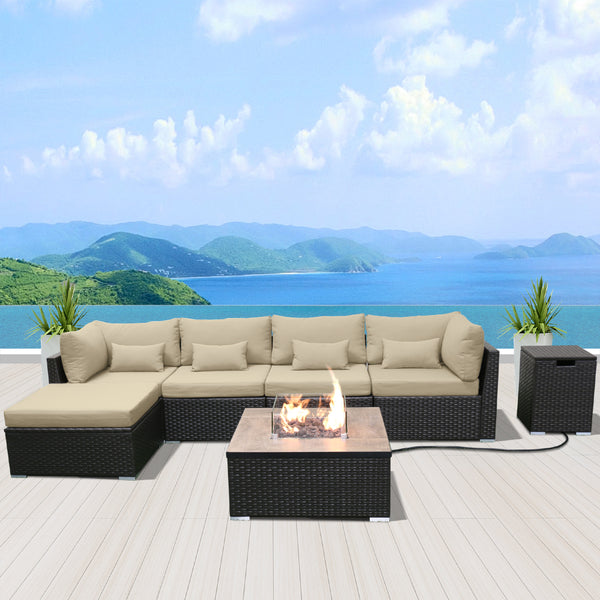 (6H-Fire) Modern Wicker Patio Furniture Sofa Set - Modenzi LLC