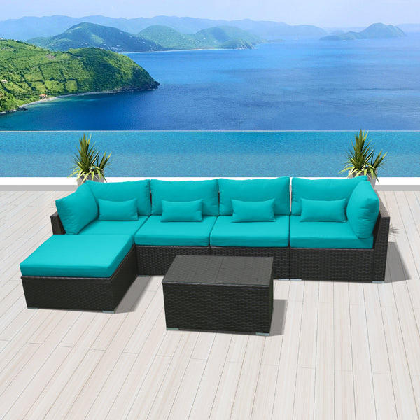 (6H)  Modern Wicker Patio Furniture Sofa Set - Modenzi  Wicker Patio Outdoor Sofa Sectional Furniture Set