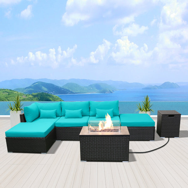 (6L-Fire) Modern Wicker Patio Furniture Sofa Set - Modenzi LLC