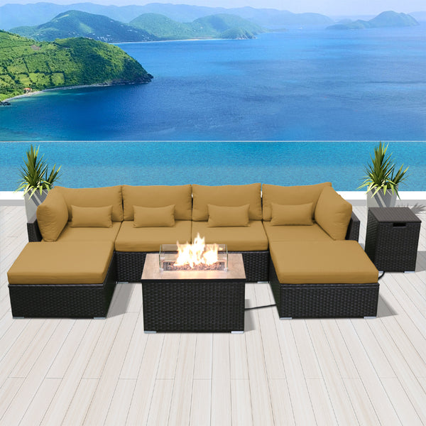 (7C-Fire ) Modern Wicker Patio Furniture Sofa Set - Modenzi LLC