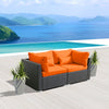 (2L)   Love Seat Modern Wicker Patio Furniture Sofa Set
