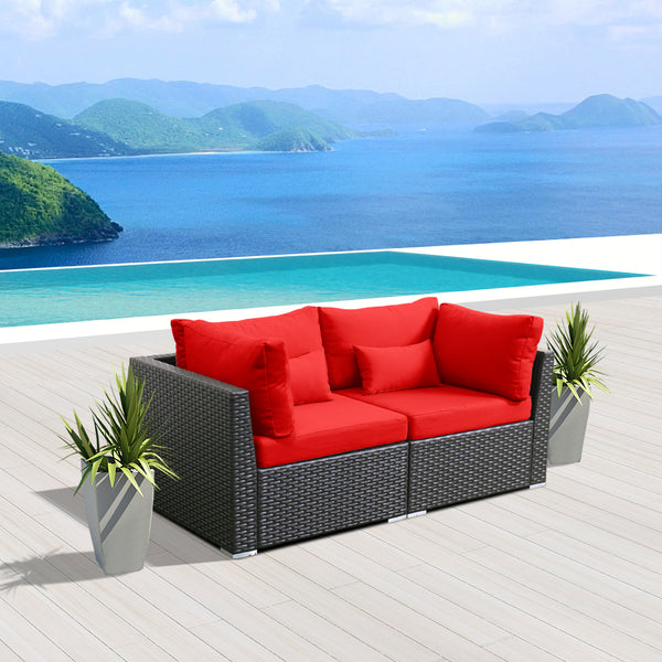 (2L)   Love Seat Modern Wicker Patio Furniture Sofa Set - Modenzi  Wicker Patio Outdoor Sofa Sectional Furniture Set