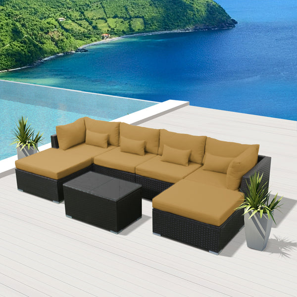 (7C) Modern Wicker Patio Furniture Sofa Set - Modenzi  Wicker Patio Outdoor Sofa Sectional Furniture Set