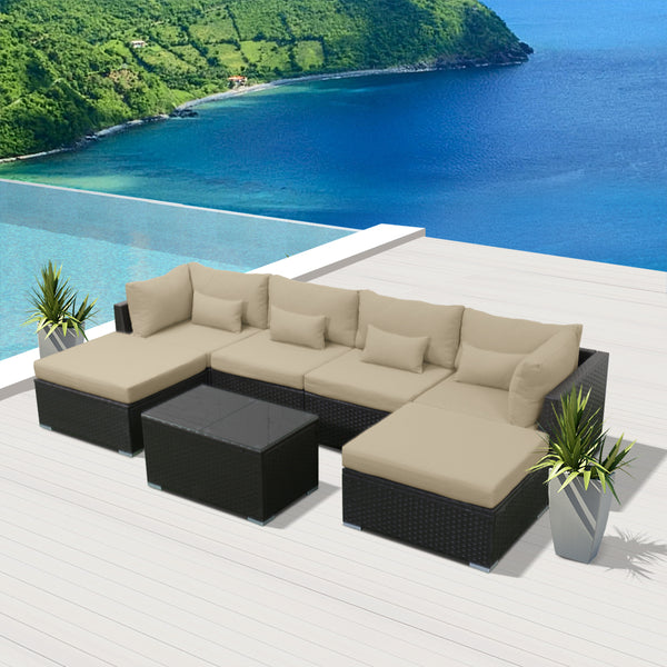 (7C) Modern Wicker Patio Furniture Sofa Set - Modenzi  Wicker Patio Outdoor Sofa Sectional Furniture Set