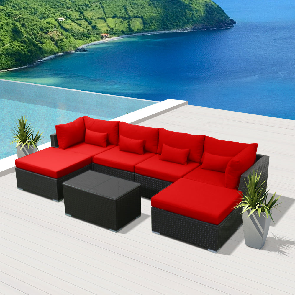 (7C) Modern Wicker Patio Furniture Sofa Set