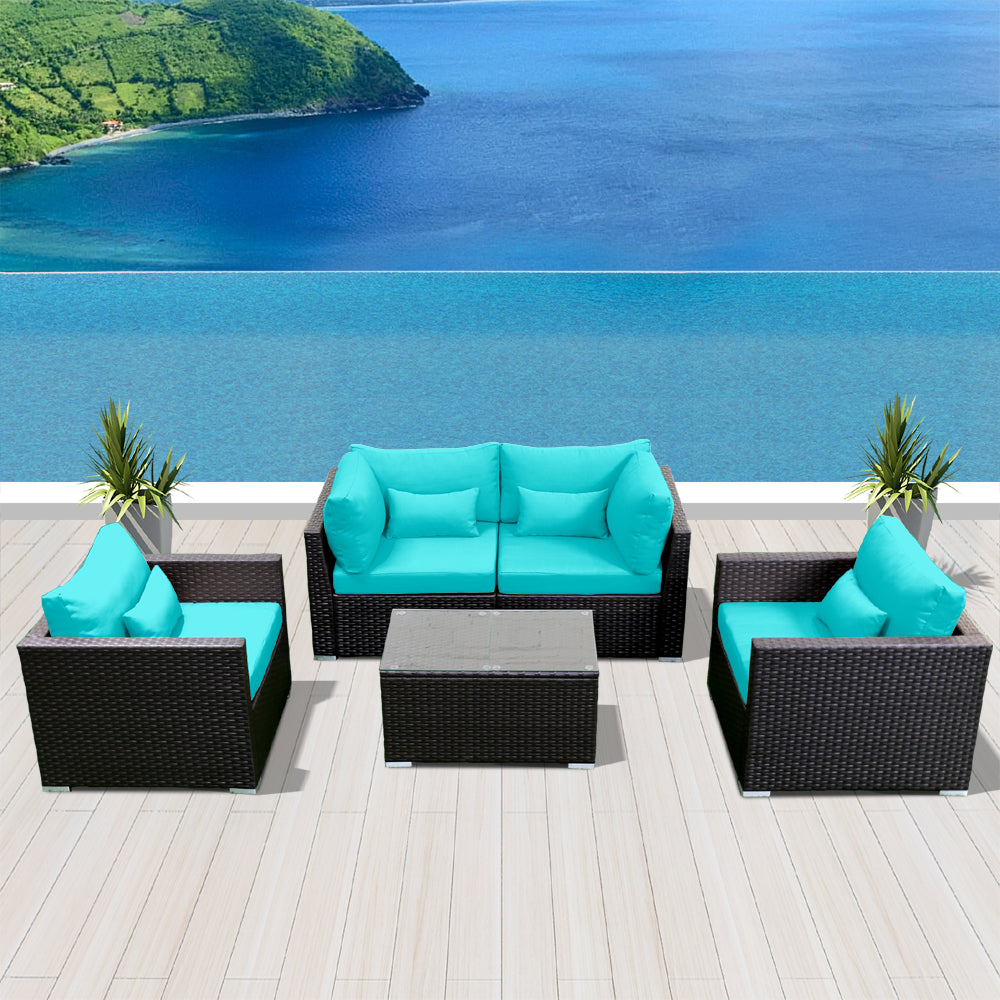 (5D) Modern Wicker Patio Furniture Sofa Set