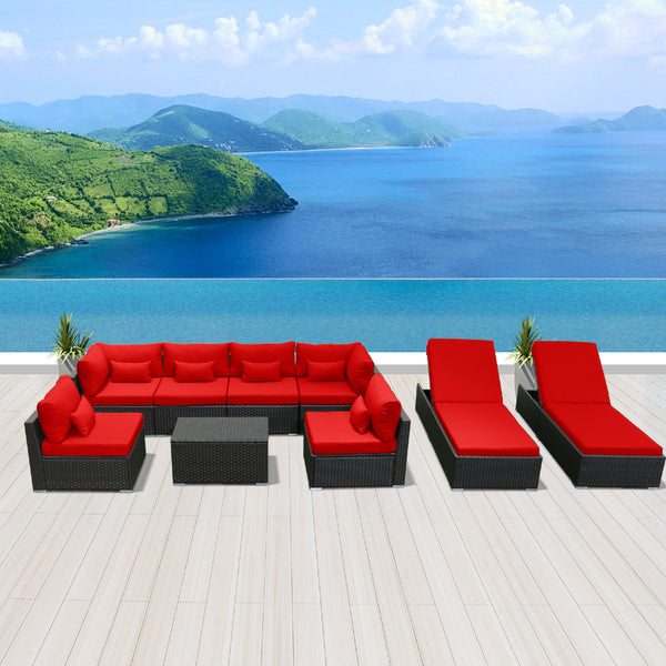 (9G) Modern Wicker Patio Furniture Sofa Set - Modenzi  Wicker Patio Outdoor Sofa Sectional Furniture Set