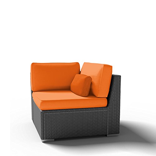 (1C-R) Right Corner Chair Outdoor Patio Furniture Espresso Brown Wicker - Modenzi  Wicker Patio Outdoor Sofa Sectional Furniture Set