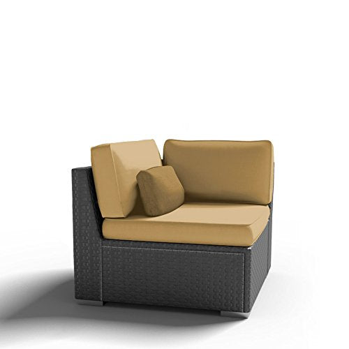 (1C-L) Left Corner Chair Outdoor Patio Furniture Espresso Brown Wicker - Modenzi  Wicker Patio Outdoor Sofa Sectional Furniture Set