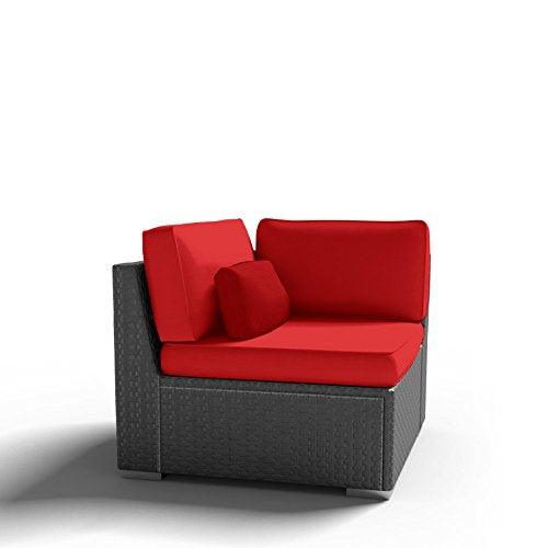 (1C-L) Left Corner Chair Outdoor Patio Furniture Espresso Brown Wicker - Modenzi  Wicker Patio Outdoor Sofa Sectional Furniture Set