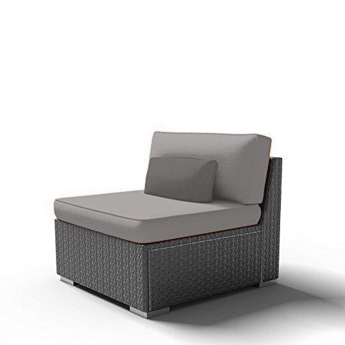 (1B) Middle Chair Outdoor Patio Furniture Espresso Brown Wicker - Modenzi LLC