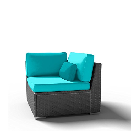 (1C-R) Right Corner Chair Outdoor Patio Furniture Espresso Brown Wicker - Modenzi  Wicker Patio Outdoor Sofa Sectional Furniture Set