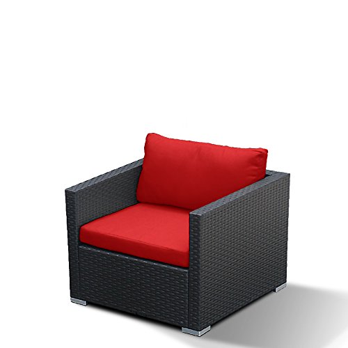 (1xD) Club Chair Outdoor Patio Furniture Espresso Brown Wicker - Modenzi  Wicker Patio Outdoor Sofa Sectional Furniture Set