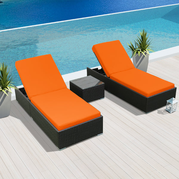 (3A) Modern Wicker Sun Lounger Set - Modenzi  Wicker Patio Outdoor Sofa Sectional Furniture Set