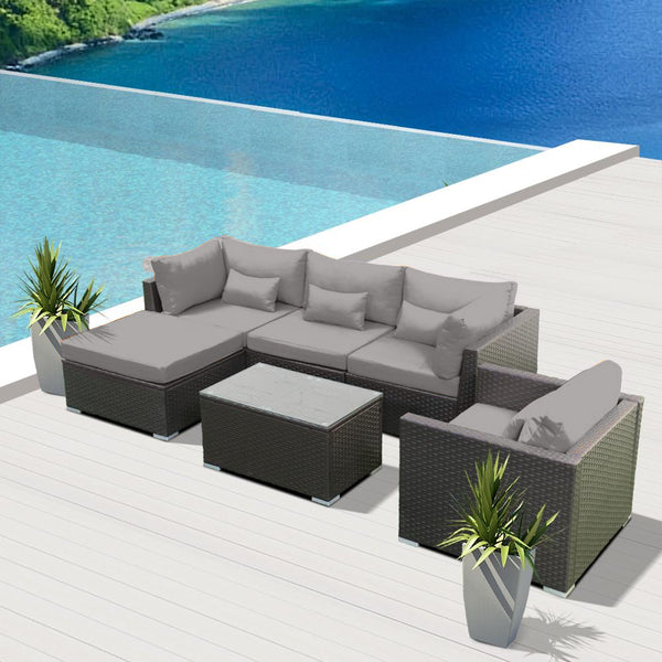 (6H2) Modern Wicker Patio Furniture Sofa Set - Modenzi LLC