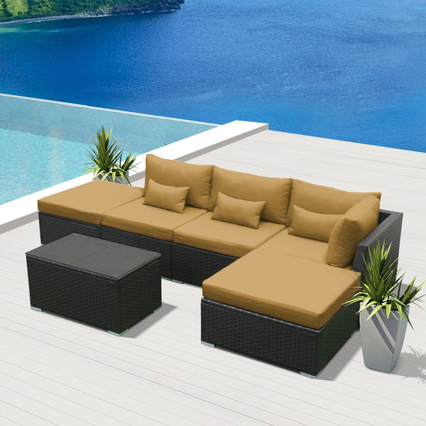 (6L) Modern Wicker Patio Furniture Sofa Set - Modenzi  Wicker Patio Outdoor Sofa Sectional Furniture Set