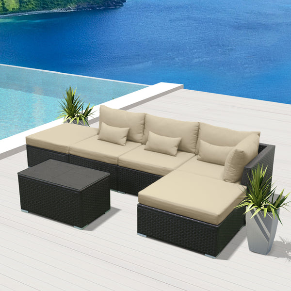 (6L) Modern Wicker Patio Furniture Sofa Set - Modenzi  Wicker Patio Outdoor Sofa Sectional Furniture Set