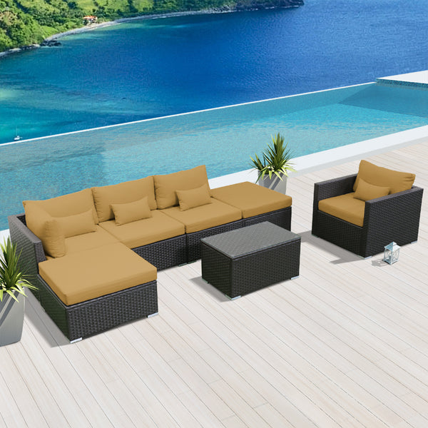 (7L) Modern Wicker Patio Furniture Sofa Set - Modenzi  Wicker Patio Outdoor Sofa Sectional Furniture Set