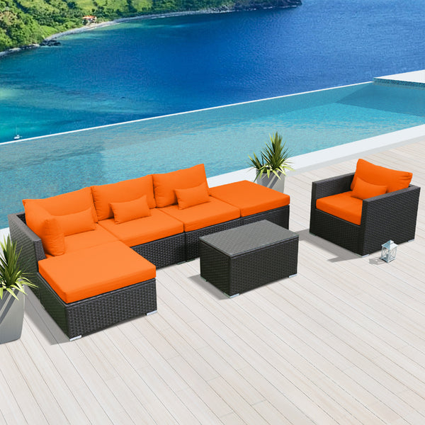 (7L) Modern Wicker Patio Furniture Sofa Set - Modenzi  Wicker Patio Outdoor Sofa Sectional Furniture Set