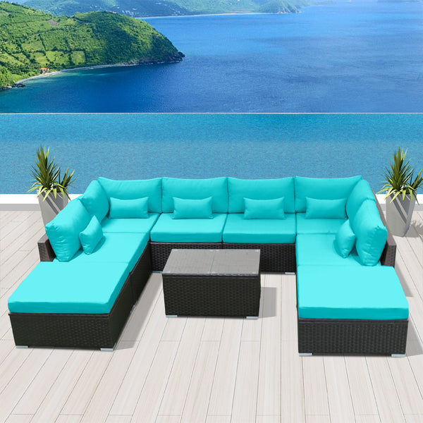 (9C) Modern Wicker Patio Furniture Sofa Set - Modenzi  Wicker Patio Outdoor Sofa Sectional Furniture Set